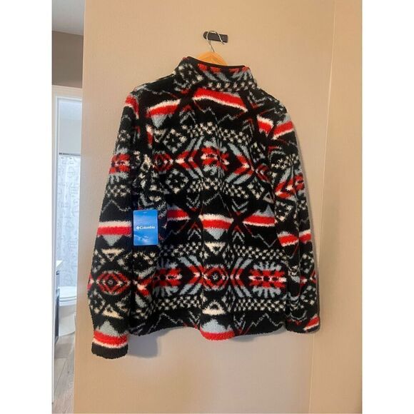 Columbia Women's L West Bend 1/4 Zip Fuzzy Pullover Red Black Faire Isle Ski New - Picture 12 of 16